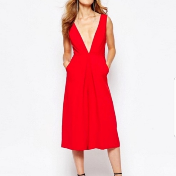 bcbg red jumpsuit